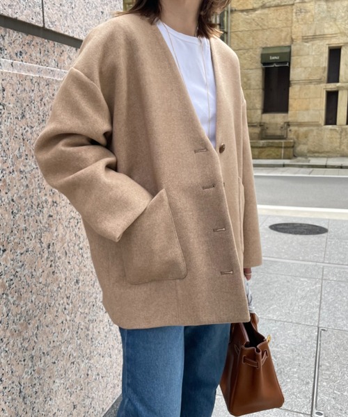 Doux archives(ドゥアルシーヴ)の「@_____sui._____×DOUXノーカラーコクーンウールコート(ノーカラーコート・レディース・ベージュ/グレー・FREE)」の19枚目の写真