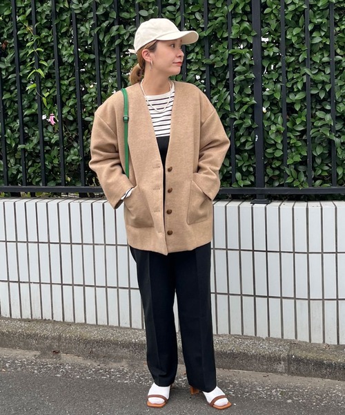 Doux archives(ドゥアルシーヴ)の「@_____sui._____×DOUXノーカラーコクーンウールコート(ノーカラーコート・レディース・ベージュ/グレー・FREE)」の9枚目の写真