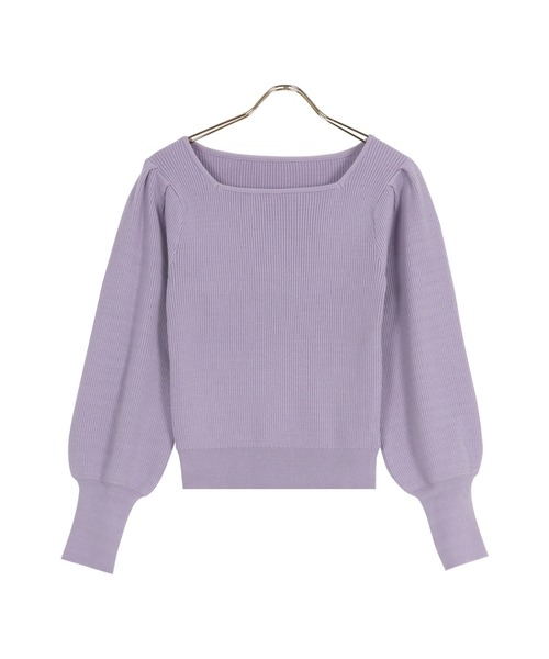 KOBE LETTUCE(コウベレタス)の「ボリュームスリーブスクエアネックもっちりリブニット(ニット/セーター・レディース・ラベンダー/グリーン/オフホワイト/イエロー/グレイッシュベージュ/ブラック/チャコール・FREE)」の7枚目の写真