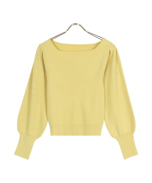 KOBE LETTUCE(コウベレタス)の「ボリュームスリーブスクエアネックもっちりリブニット(ニット/セーター・レディース・ラベンダー/グリーン/オフホワイト/イエロー/グレイッシュベージュ/ブラック/チャコール・FREE)」の1枚目の写真