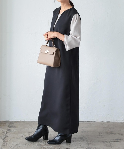 KOBE LETTUCE(コウベレタス)の「ボリュームスリーブスクエアネックもっちりリブニット(ニット/セーター・レディース・ラベンダー/グリーン/オフホワイト/イエロー/グレイッシュベージュ/ブラック/チャコール・FREE)」の8枚目の写真