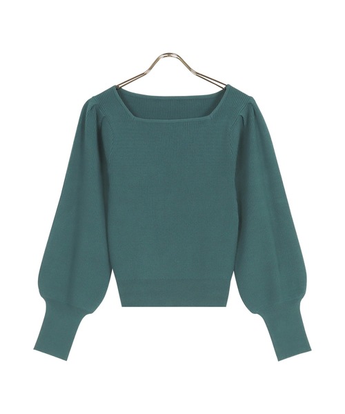 KOBE LETTUCE(コウベレタス)の「ボリュームスリーブスクエアネックもっちりリブニット(ニット/セーター・レディース・ラベンダー/グリーン/オフホワイト/イエロー/グレイッシュベージュ/ブラック/チャコール・FREE)」の18枚目の写真