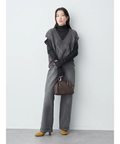 earth music&ecology（アースミュージックアンドエコロジー）の「ダイヤジャカードニットベスト（ベスト・レディース・チャコールグレー/オフホワイト・FREE）」の12枚目の写真