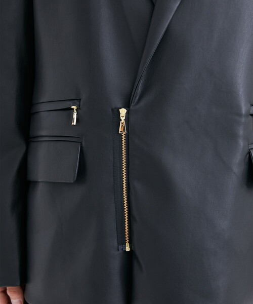 CULLNI（クルニ）の「STUDIOUS別注 ZIP JKT ROYAL LEATHER（テーラードジャケット・メンズ・ブラック・1/2）」の3枚目の写真
