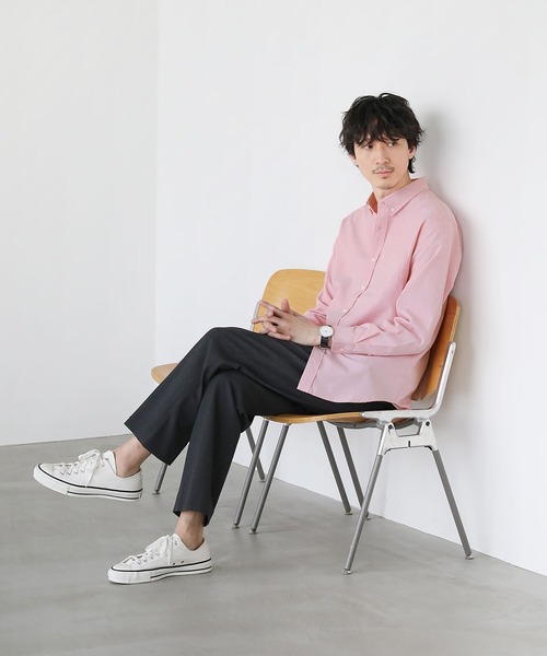 LIL VENDARS(リルヴェンダース)の「オックスフォードボタンダウン長袖シャツ(シャツ/ブラウス・メンズ・サックスブルー/ホワイト/ネイビー/ピンク・M/L/LL)」の6枚目の写真