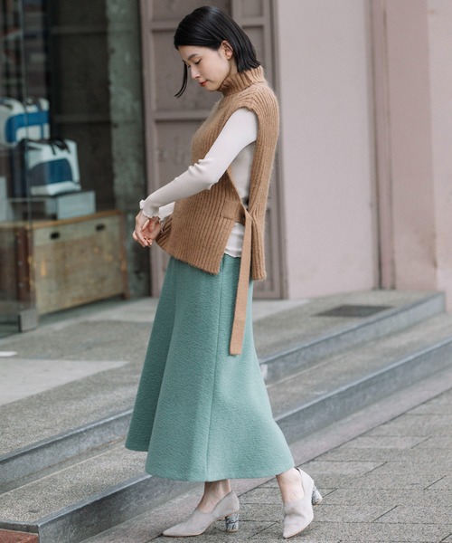 Munich（ミューニック）の「リブニットタートルネックジレ（ニット/セーター・レディース・オフホワイト/グリーン/キャメル・FREE）」の14枚目の写真