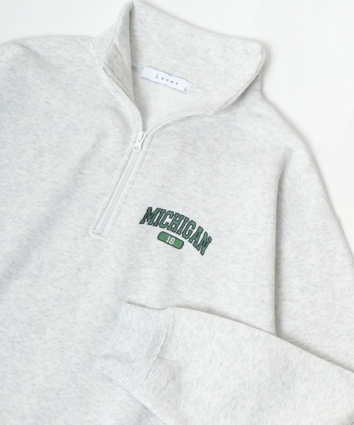 Lazar（ラザル）の「Lazar 別注 裏起毛 オーバーサイズ ワンポイント刺繍 ハーフジップ スウェット トレーナー プルオーバー/ストリート/カレッジ（スウェット・メンズ・ブラック/ブルー系その他2/グレー系その他/ブラック系その他/アッシュグレー/ダークグリーン/ホワイト/ホワイト系その他/チャコール/グリーン系その他/ブルー系その他/ベージュ/ネイビー/グレー系その他2/グリーン系その他2/グリーン系その他3/グレー系その他3/グレー系その他4・M/L/LL）」の6枚目の写真