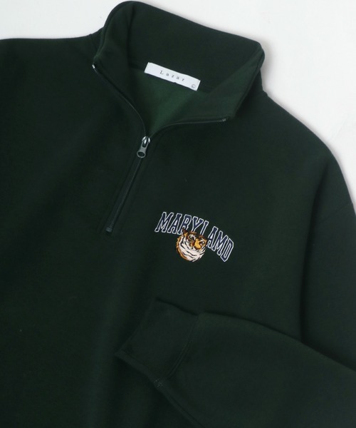 Lazar（ラザル）の「Lazar 別注 裏起毛 オーバーサイズ ワンポイント刺繍 ハーフジップ スウェット トレーナー プルオーバー/ストリート/カレッジ（スウェット・メンズ・ブラック/ブルー系その他2/グレー系その他/ブラック系その他/アッシュグレー/ダークグリーン/ホワイト/ホワイト系その他/チャコール/グリーン系その他/ブルー系その他/ベージュ/ネイビー/グレー系その他2/グリーン系その他2/グリーン系その他3/グレー系その他3/グレー系その他4・M/L/LL）」の13枚目の写真