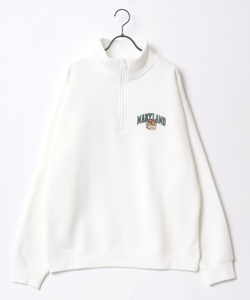 Lazar（ラザル）の「Lazar 別注 裏起毛 オーバーサイズ ワンポイント刺繍 ハーフジップ スウェット トレーナー プルオーバー/ストリート/カレッジ（スウェット・メンズ・ブラック/ブルー系その他2/グレー系その他/ブラック系その他/アッシュグレー/ダークグリーン/ホワイト/ホワイト系その他/チャコール/グリーン系その他/ブルー系その他/ベージュ/ネイビー/グレー系その他2/グリーン系その他2/グリーン系その他3/グレー系その他3/グレー系その他4・M/L/LL）」の19枚目の写真