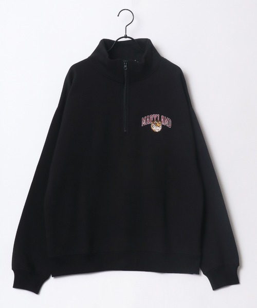 Lazar（ラザル）の「Lazar 別注 裏起毛 オーバーサイズ ワンポイント刺繍 ハーフジップ スウェット トレーナー プルオーバー/ストリート/カレッジ（スウェット・メンズ・ブラック/ブルー系その他2/グレー系その他/ブラック系その他/アッシュグレー/ダークグリーン/ホワイト/ホワイト系その他/チャコール/グリーン系その他/ブルー系その他/ベージュ/ネイビー/グレー系その他2/グリーン系その他2/グリーン系その他3/グレー系その他3/グレー系その他4・M/L/LL）」の21枚目の写真