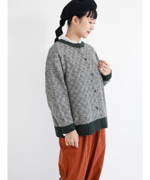 Samansa Mos2（サマンサ モスモス）の「格子柄編み前後2WAYニット（ニット/セーター・レディース・ピンク/ブルー/オフホワイト/ブラック/グリーン/モカ・ﾌﾘ-）」の19枚目の写真
