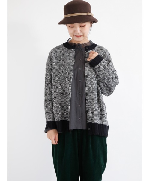 Samansa Mos2（サマンサ モスモス）の「格子柄編み前後2WAYニット（ニット/セーター・レディース・ピンク/ブルー/オフホワイト/ブラック/グリーン/モカ・ﾌﾘ-）」の12枚目の写真