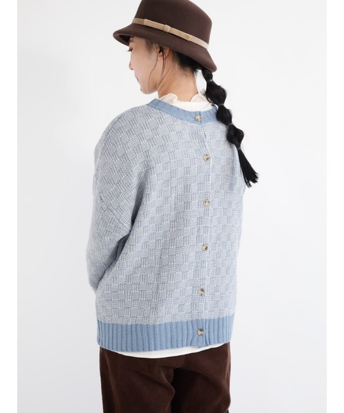 Samansa Mos2（サマンサ モスモス）の「格子柄編み前後2WAYニット（ニット/セーター・レディース・ピンク/ブルー/オフホワイト/ブラック/グリーン/モカ・ﾌﾘ-）」の15枚目の写真