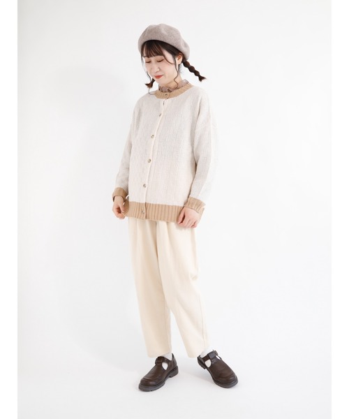 Samansa Mos2（サマンサ モスモス）の「格子柄編み前後2WAYニット（ニット/セーター・レディース・ピンク/ブルー/オフホワイト/ブラック/グリーン/モカ・ﾌﾘ-）」の8枚目の写真