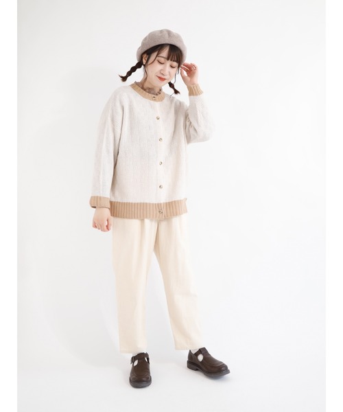 Samansa Mos2（サマンサ モスモス）の「格子柄編み前後2WAYニット（ニット/セーター・レディース・ピンク/ブルー/オフホワイト/ブラック/グリーン/モカ・ﾌﾘ-）」の9枚目の写真