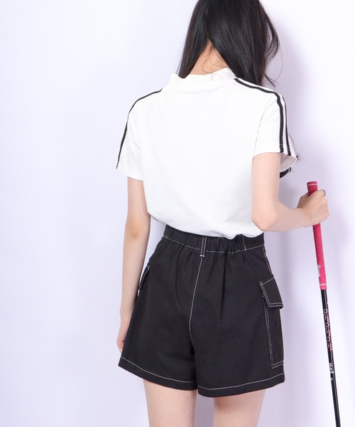 CECIL McBEE（セシルマクビー）の「CECIL McBEE green バイカラー＆スリーブラインモックネックSS　GOLF（Tシャツ/カットソー・レディース・ブラック/ベージュ/ホワイト/ピンク・2/1）」の10枚目の写真