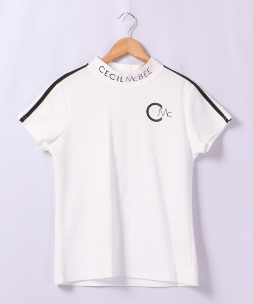 CECIL McBEE（セシルマクビー）の「CECIL McBEE green バイカラー＆スリーブラインモックネックSS　GOLF（Tシャツ/カットソー・レディース・ブラック/ベージュ/ホワイト/ピンク・2/1）」の5枚目の写真