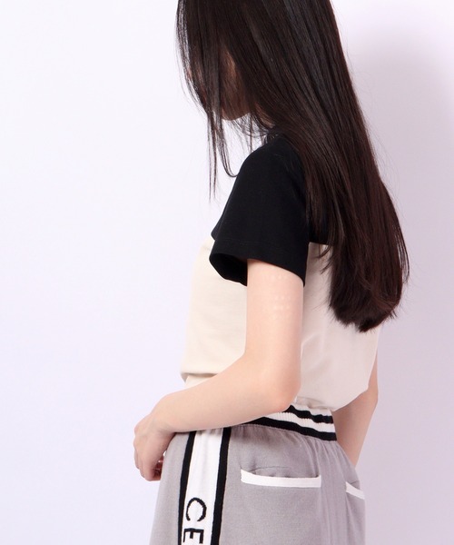 CECIL McBEE（セシルマクビー）の「CECIL McBEE green バイカラー＆スリーブラインモックネックSS　GOLF（Tシャツ/カットソー・レディース・ブラック/ベージュ/ホワイト/ピンク・2/1）」の20枚目の写真