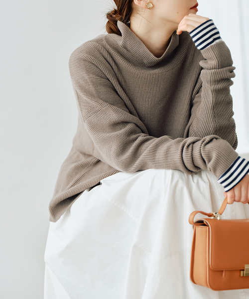 クロップドウールタートルプルオーバー