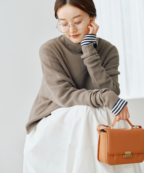 クロップドウールタートルプルオーバー