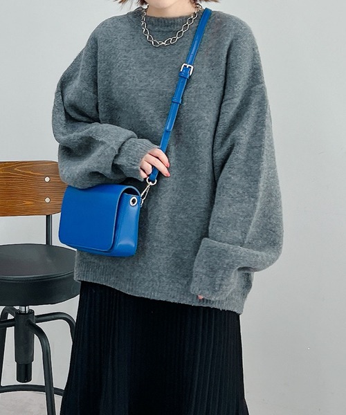 un dix cors(アンディコール)の「ゴマジャガードシンプルニットプルオーバー(ニット/セーター・レディース・レッド/チャコールグレー/ライトベージュ/ブラック/ブルー・FREE)」の9枚目の写真