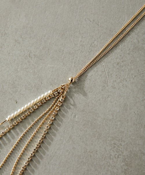 PAPILLONNER（パピヨネ）の「パールクリスタルネックレス/PAPILLONNER/パピヨネ（ネックレス・レディース・ゴールド・FREE）」の5枚目の写真