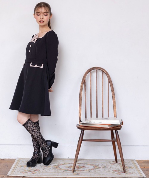 DearMyLoveRose(ディアマイラブローズ)の「スクエアネックリボンレディワンピース(ワンピース・レディース・ブラック系その他/ブラック/ベージュ系その他/ベージュ・XX-LARGE/MEDIUM/LARGE/X-LARGE)」の8枚目の写真