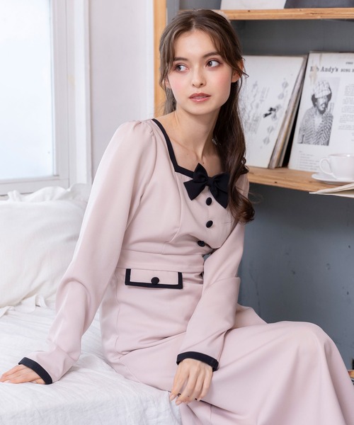 DearMyLoveRose(ディアマイラブローズ)の「スクエアネックリボンレディワンピース(ワンピース・レディース・ブラック系その他/ブラック/ベージュ系その他/ベージュ・XX-LARGE/MEDIUM/LARGE/X-LARGE)」の10枚目の写真