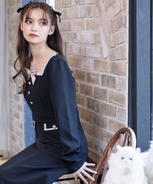 DearMyLoveRose(ディアマイラブローズ)の「スクエアネックリボンレディワンピース(ワンピース・レディース・ブラック系その他/ブラック/ベージュ系その他/ベージュ・XX-LARGE/MEDIUM/LARGE/X-LARGE)」の15枚目の写真