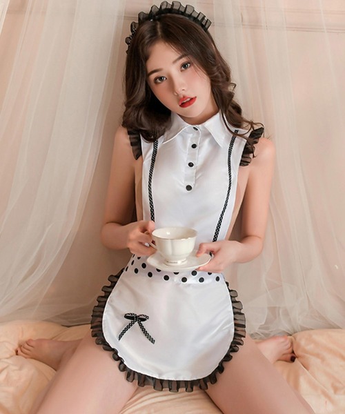 OSYAREVO（オシャレボ）の「コスプレ バックオープン ウエイトレス レディース クリスマス X-mas（コスチューム/パーティーグッズ・レディース・ホワイト・ONESIZE）」の6枚目の写真