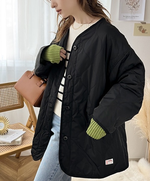 Java(ジャバ)の「《JaVaジャバ コラボ》ノーカラーキルティングコート(ノーカラーコート・メンズ・カーキブラウン/ブラック/カーキ/アイボリー・LARGE/MEDIUM/X-LARGE)」の5枚目の写真