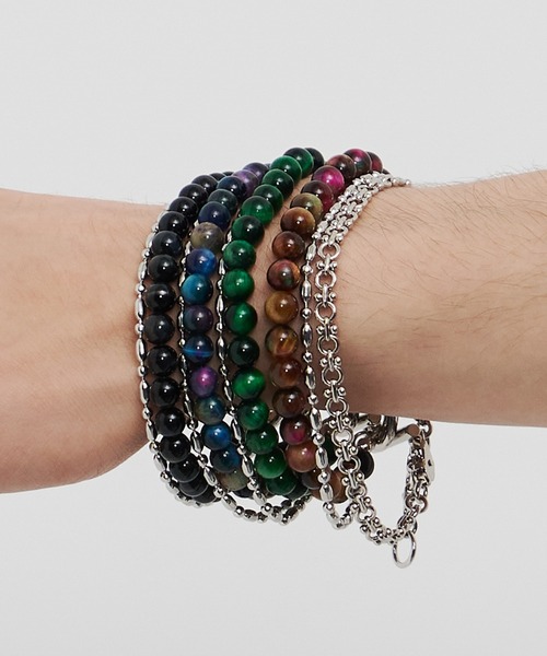 AIVER(アイバー)の「AIVER ランダムタイガーアイ2連ブレスレット MADE IN JAPAN(ブレスレット・メンズ・ピンク/グリーン/ブルー/ブラック/ピンク系その他/ダークグリーン/グレー・FREE)」の9枚目の写真