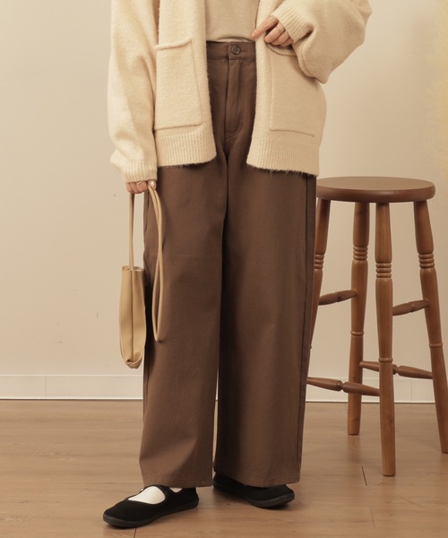 mil（ミル）の「【150㎝前後の小柄さんサイズ】セミワイドチノパンツ（チノパンツ・レディース・ライトベージュ/ブラウン/ベージュ・XXS/S/XS）」の2枚目の写真