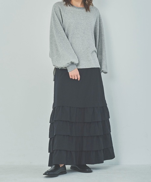 OUTERSUNSET（アウターサンセット）の「long tiered skirt（スカート・レディース・グレイッシュベージュ/ブラック・FREE）」の12枚目の写真