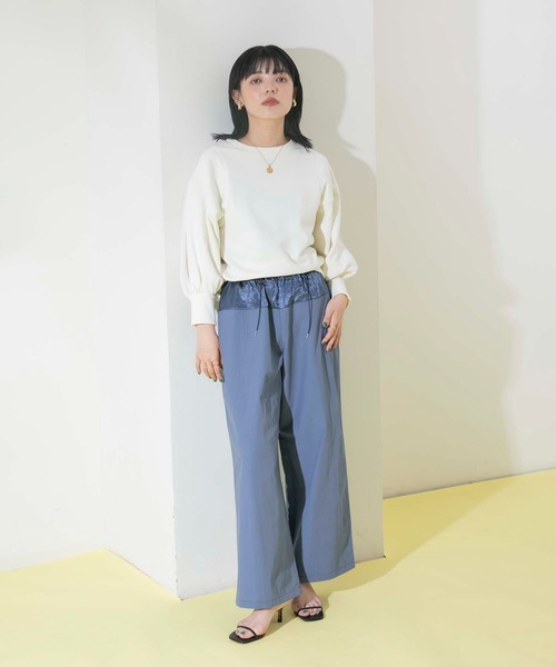 Eimee Law(エイミーロウ)の「ウエストドロストワイドパンツ(その他パンツ・レディース・ブラック/ダークブルー/ライトベージュ・38)」の4枚目の写真