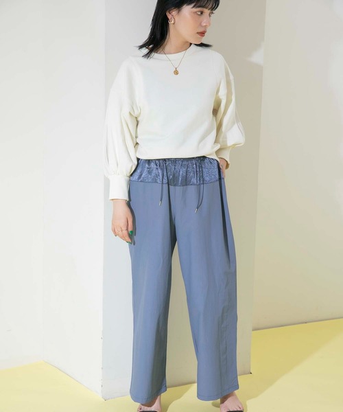 Eimee Law(エイミーロウ)の「ウエストドロストワイドパンツ(その他パンツ・レディース・ブラック/ダークブルー/ライトベージュ・38)」の8枚目の写真