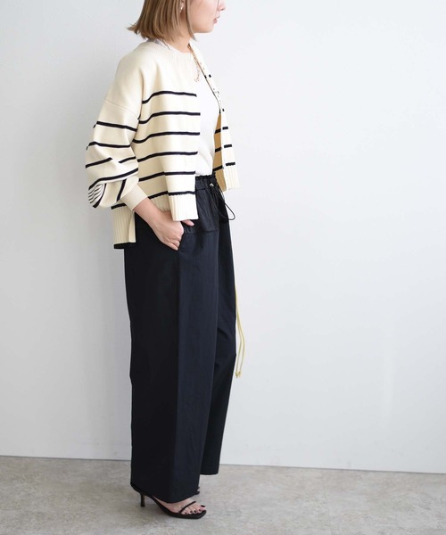 Eimee Law(エイミーロウ)の「ウエストドロストワイドパンツ(その他パンツ・レディース・ブラック/ダークブルー/ライトベージュ・38)」の15枚目の写真