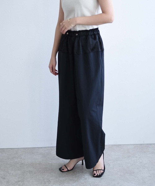 Eimee Law(エイミーロウ)の「ウエストドロストワイドパンツ(その他パンツ・レディース・ブラック/ダークブルー/ライトベージュ・38)」の22枚目の写真