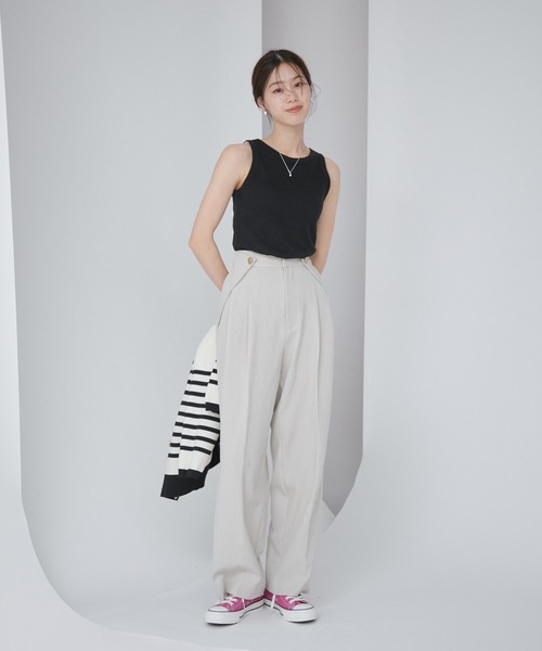 【洗える】パッド付きアメリカンスリーブリブタンクトップ