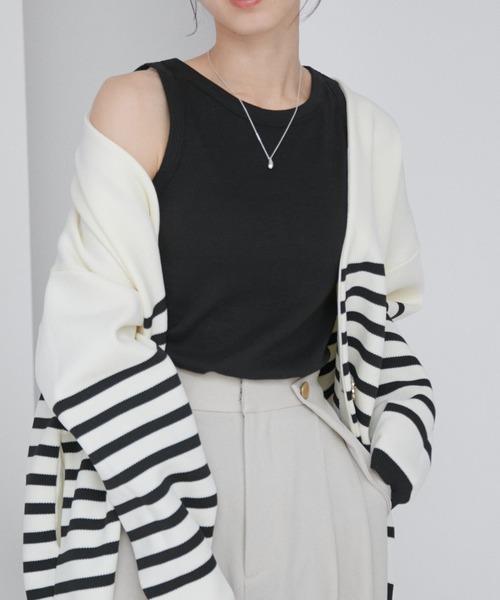 【洗える】パッド付きアメリカンスリーブリブタンクトップ