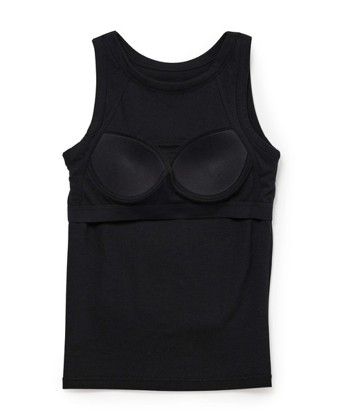 【洗える】パッド付きアメリカンスリーブリブタンクトップ