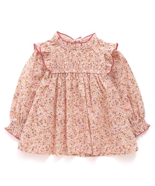 apres les cours(アプレレクール)の「花柄シャーリングチュニック(チュニック・キッズ・サーモンピンク/グリーン・80/90/100/110/120/130/140)」の2枚目の写真