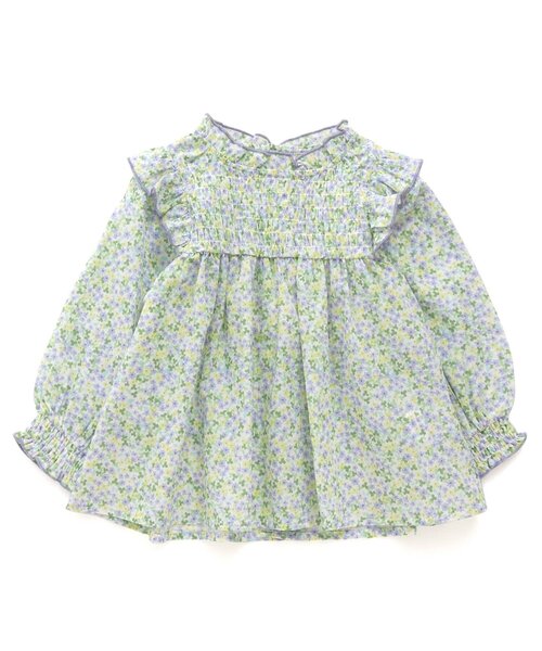 apres les cours(アプレレクール)の「花柄シャーリングチュニック(チュニック・キッズ・サーモンピンク/グリーン・80/90/100/110/120/130/140)」の1枚目の写真