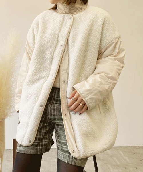 STYLEBLOCK（スタイルブロック）の「ボアキルトリバーシブルコート（ブルゾン・レディース・カーキ/アイボリー/ブラック/ベージュ・FREE）」の13枚目の写真