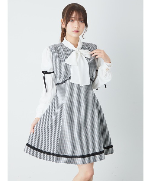 Ank Rouge(アンクルージュ)の「パフスリーブリボンOP(ワンピース・レディース・A/ブラック/ピンク・M)」の13枚目の写真