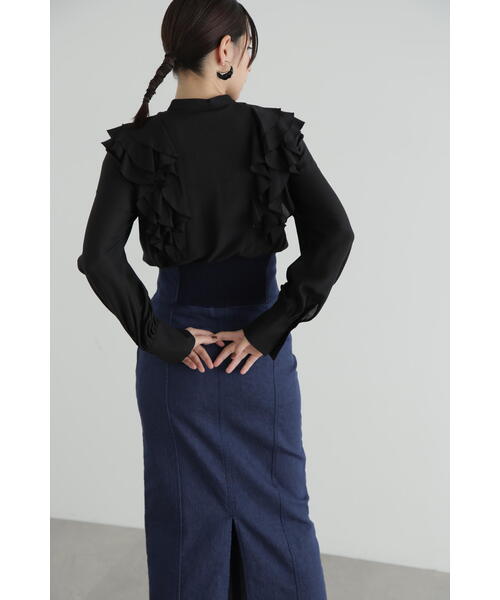 JILL STUART（ジルスチュアート）の「◆ラッフルシフォンブラウス（シャツ/ブラウス・レディース・ホワイト/ブラック/ブルー・SMALL/MEDIUM）」の18枚目の写真