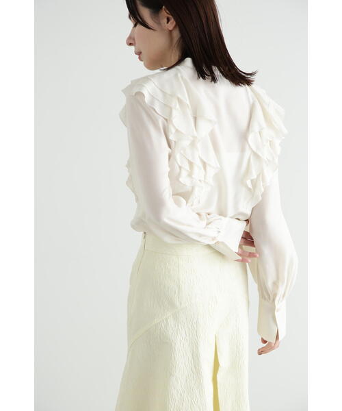 JILL STUART（ジルスチュアート）の「◆ラッフルシフォンブラウス（シャツ/ブラウス・レディース・ホワイト/ブラック/ブルー・SMALL/MEDIUM）」の10枚目の写真