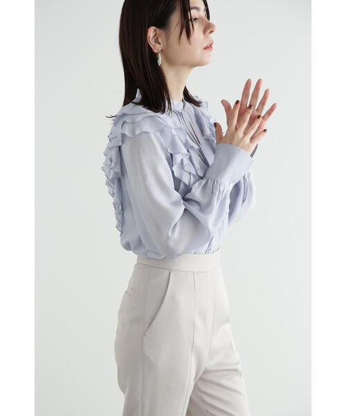 JILL STUART（ジルスチュアート）の「◆ラッフルシフォンブラウス（シャツ/ブラウス・レディース・ホワイト/ブラック/ブルー・SMALL/MEDIUM）」の4枚目の写真