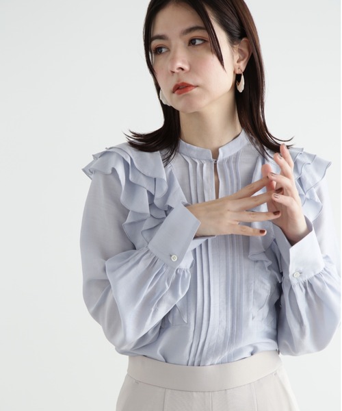 JILL STUART（ジルスチュアート）の「◆ラッフルシフォンブラウス（シャツ/ブラウス・レディース・ホワイト/ブラック/ブルー・SMALL/MEDIUM）」の3枚目の写真