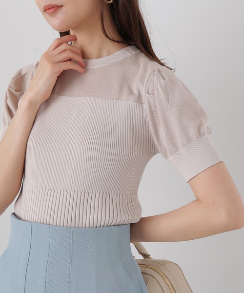 N.（N. Natural Beauty Basic）（エヌエヌナチュラルビューティーベーシック）の「◆シアースリーブアミジキリカエニット（ニット/セーター・レディース・ブラック/ベージュ/ライトグリーン・MEDIUM）」の3枚目の写真